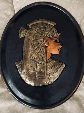 Egypt-Queen Nefertiti-Mid 20 Century-Brass & Cooper-Handmade metal wall plaque
